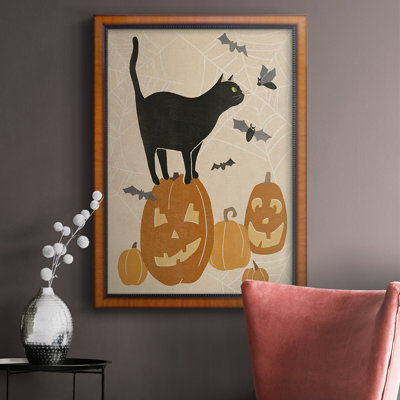 «Pumpkin Patch Cats I», toile encadrée de qualité supérieure - prête à être accrochée