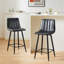 Upholstered Counter Stool with Metal Frame-1977216519