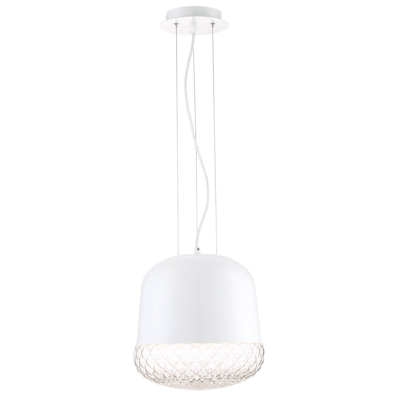 Luminaire suspendu tambour 1 lumière 1 lumière, H 9,75 po x l 10 po x P 10 po, Blanc