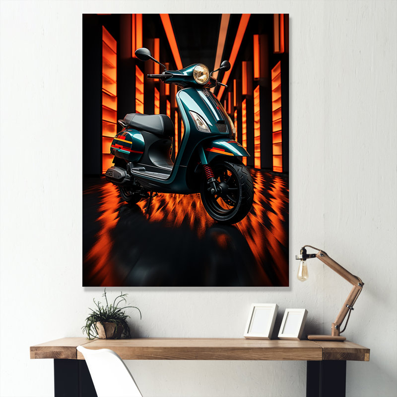 Scooter Serenity Neon Lights sur impression sur toile, Toile tendue, H 40 po x l 30 po x P 1,5 po