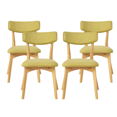 Putnam Upholstered Dining Chairs with Curved Back & Rubberwood Legs 