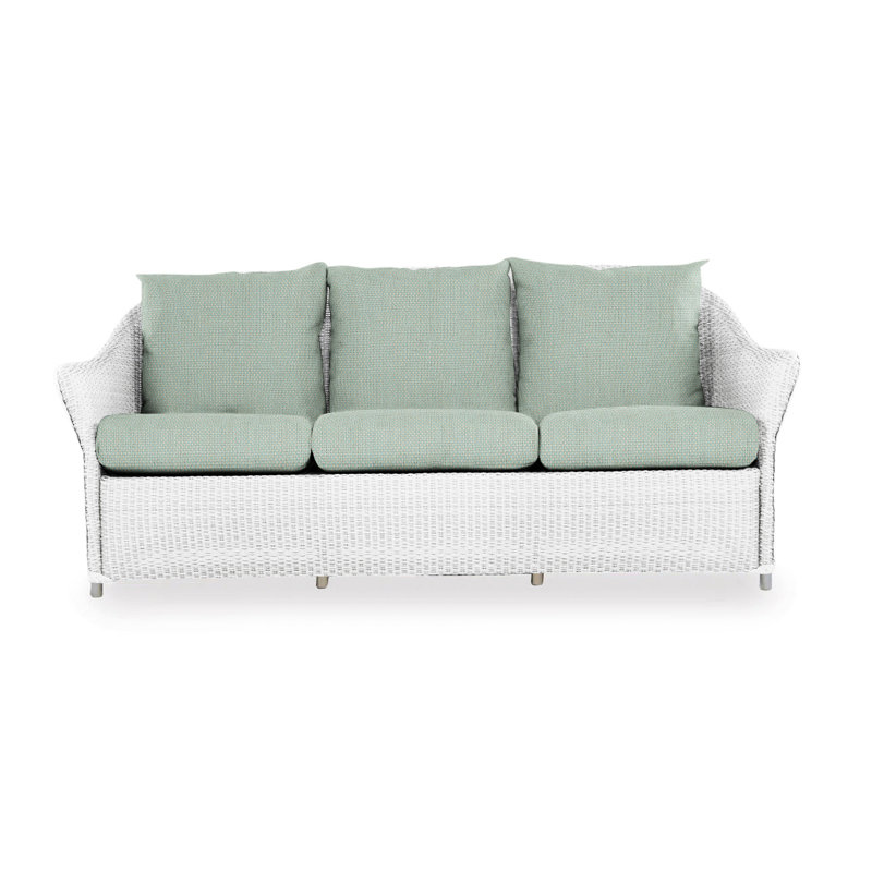 Weekend Retreat Outdoor 3 - Seat Patio Sofa, White, Bamboo Bay Sky