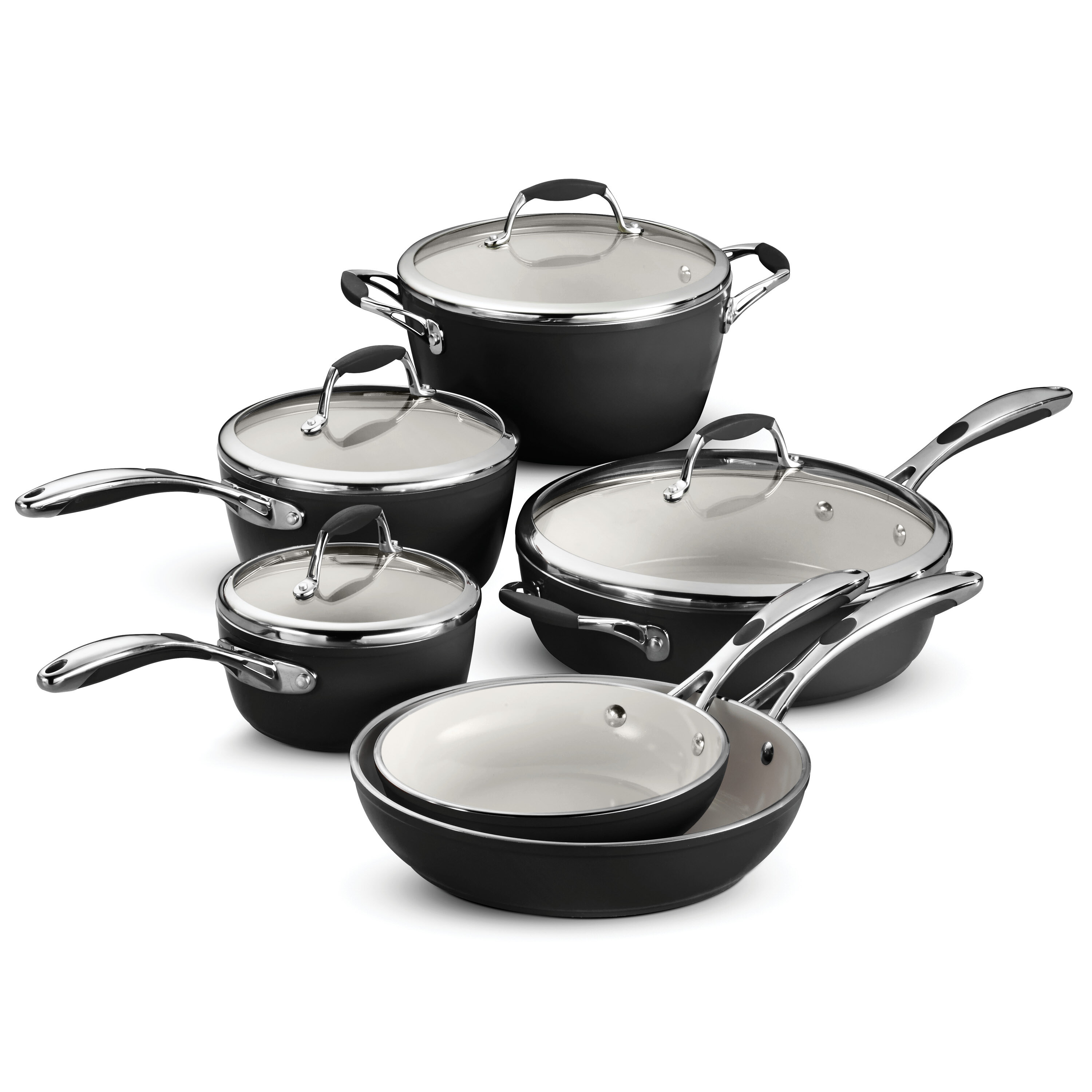 Redchef Ceramic Pots and Pans Set - 7-Piece White Nonstick Kitchen Cookware  Sets with Glass Lid 