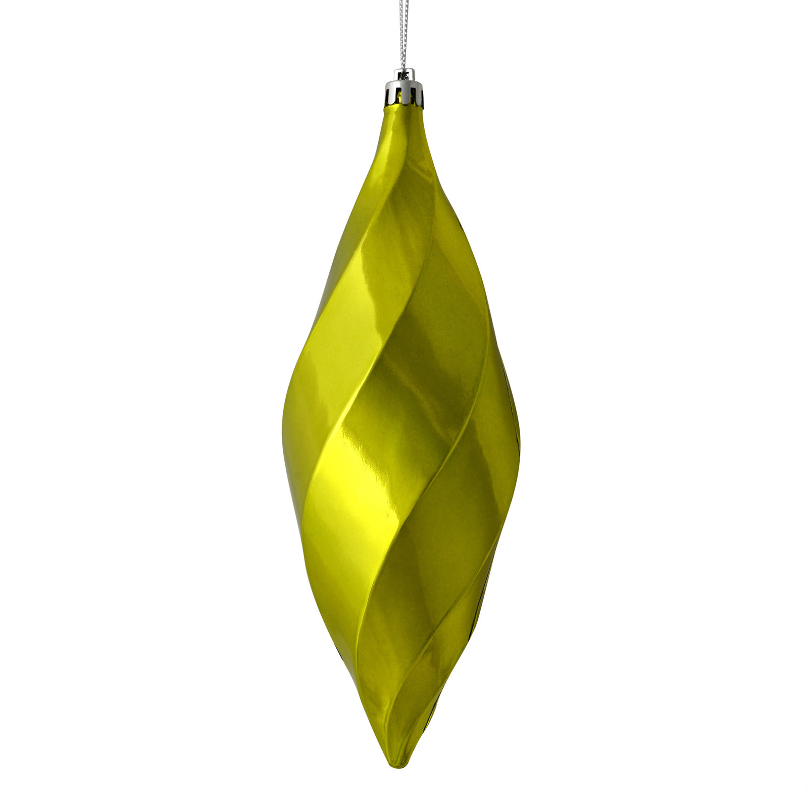 8" Swirl Finial Ornament, Lime Shiny