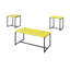 Ensemble de table basse et de table de bout en fibre de carbone jaune 3 pièces GT, table basse rectangulaire de 39,5 po avec 2 tables de bout, structure en métal, pieds réglables, ensemble de mobilier de salon moderne-1992982585