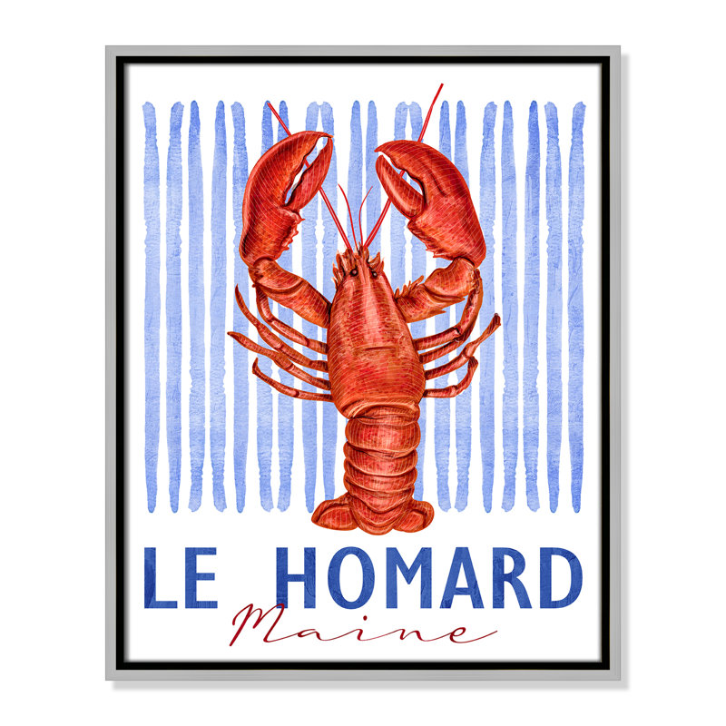 «Le Homard Print» par Kimberly Allen, Flottant argenté, 17.5' W x 21.5' H