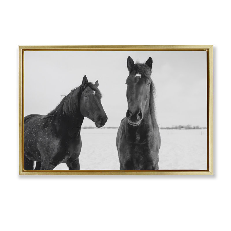 Cadre flottant Draisma Hirdes Winter Horses, design par Amy Carroll, H 17 po x l 25 po, Cadre flottant métallique doré
