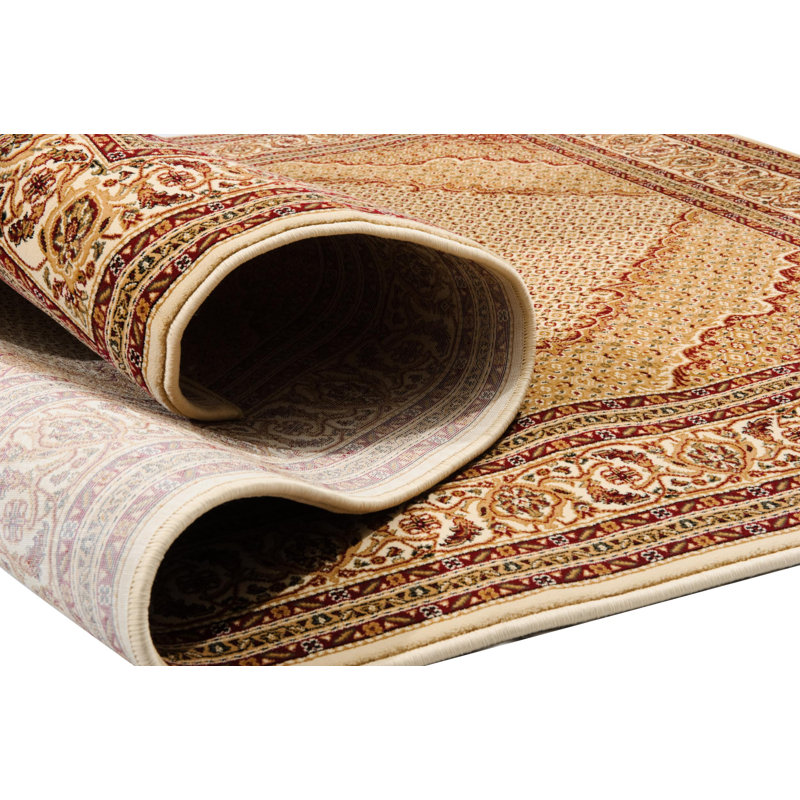 Rug Branch Faris 5' x 5' (5'3" x 5'3") Beige/Cream Persian Medallion Indoor Round Area Rug, Traditional, Low Pile, Stain-Resistant Carpet - Living Room, Bedroom, Dining Room, and Kitchen