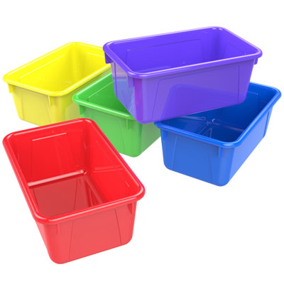 Storex Small Cubby Bin, Assorted Colours, Set Of 5