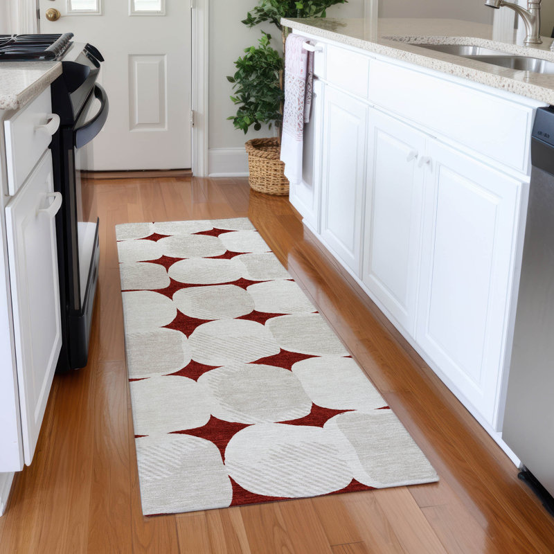 Premium Machine Washable Prisco Burgundy Rug, Runner 2'3" x 7'6"