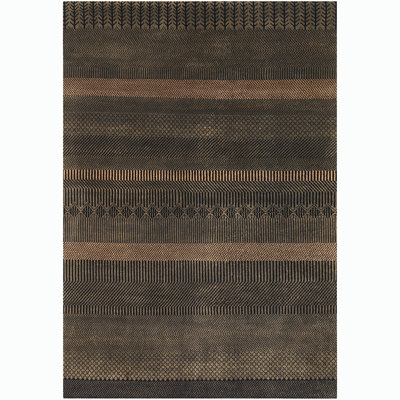 Kiri Wool Striped Area Rug in Black