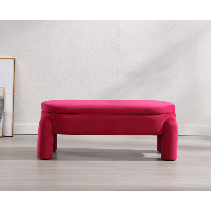Akikazu Upholstered Storage Bench, Antique pink and pink