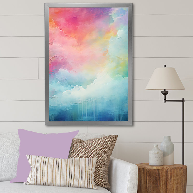 Watercolor Northern Lights III sur impression sur toile, Cadre simple argenté, H 40 po x l 30 po x P 1,5 po