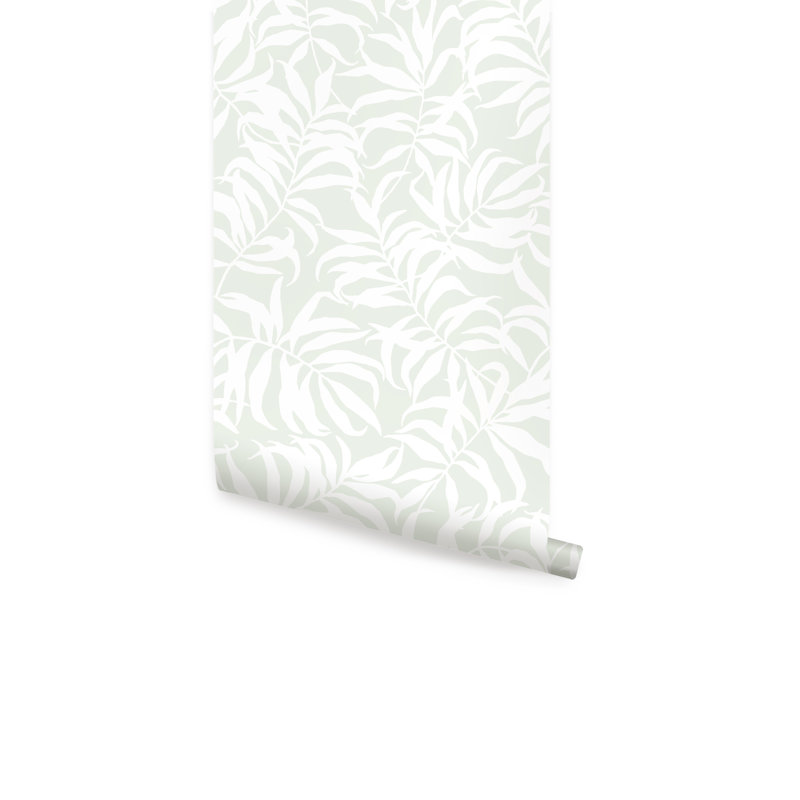 Rouleau de papier peint adhésif feuilles de palmier tropicales L 18 pi x l 24 po, Sauge