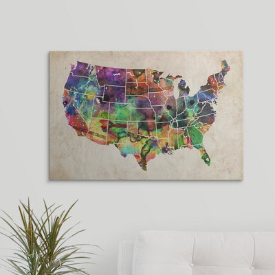 Francy " USA Watercolor Map " by Michael Tompsett