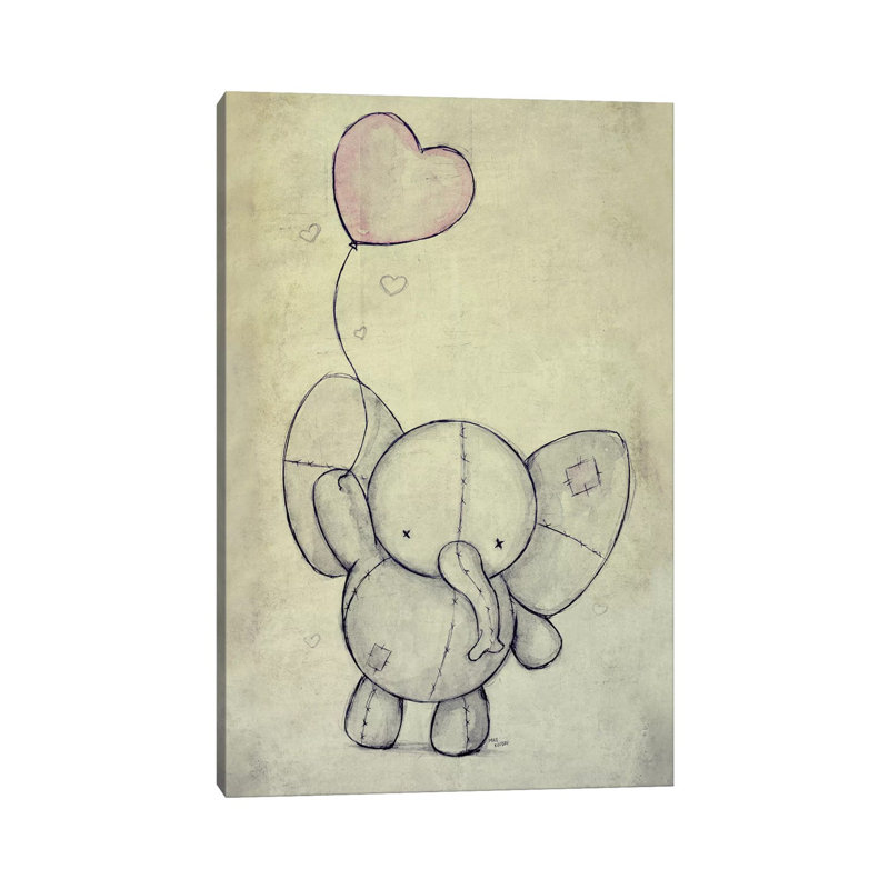 Cute Elephant With A Ballon by Mike Koubou - Wrapped Canvas Gallery-Wrapped Canvas Giclée