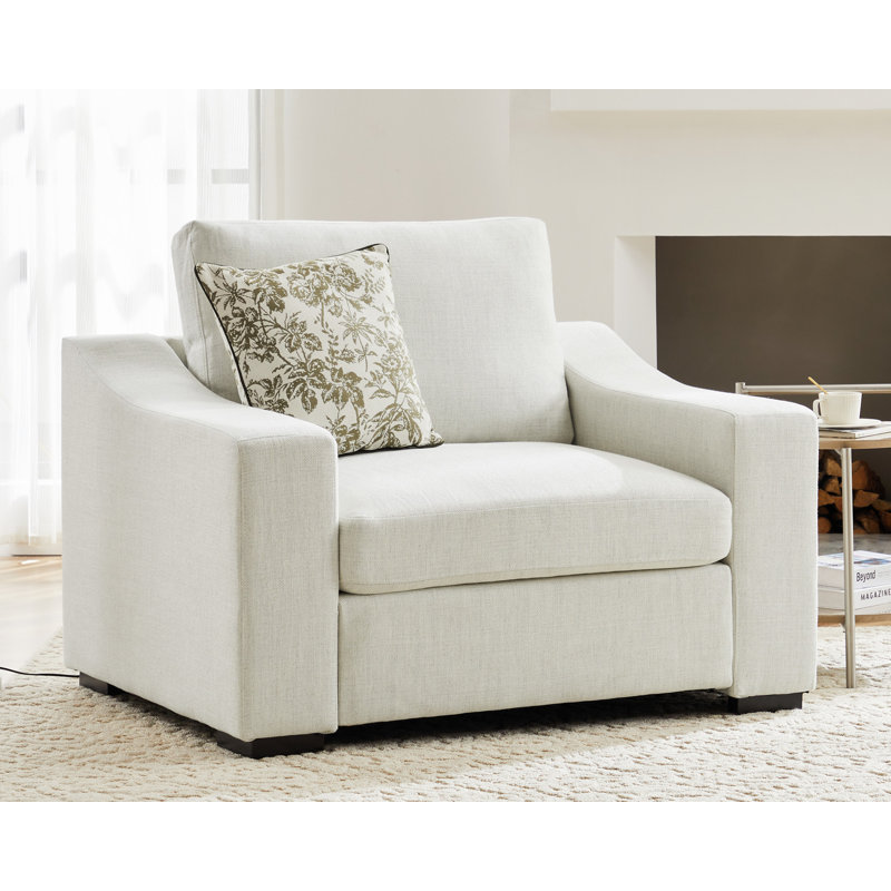 Stutsman Upholstered Chair And A Half, Ivory Polyester Blend