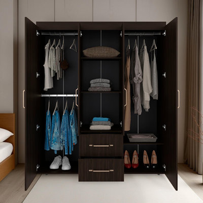 Stained Walnut 4-Door Wardrobe