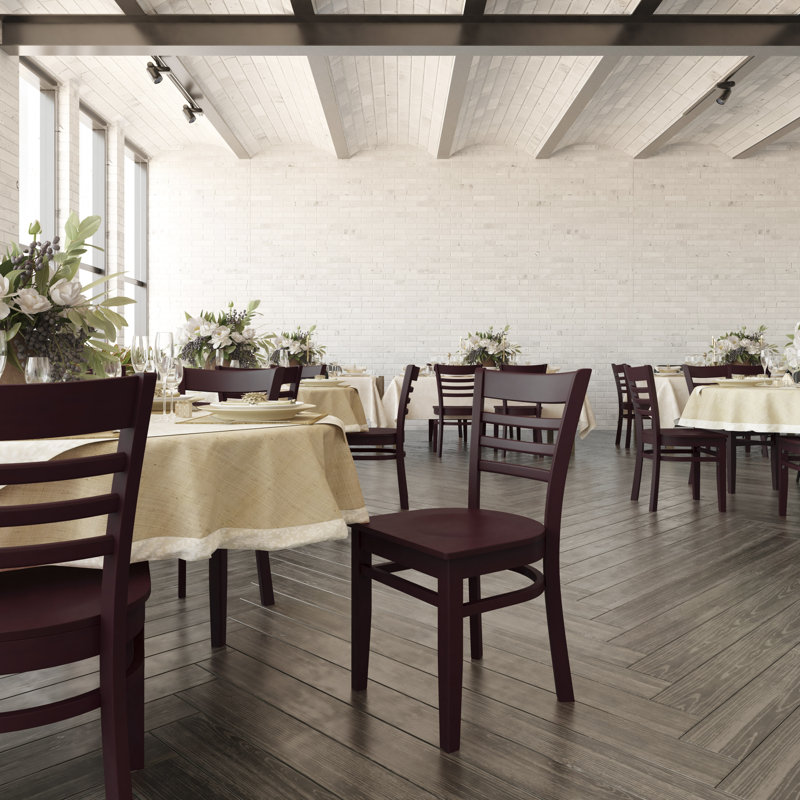 Lyman Ladder Back Wooden Restaurant Chair, Mahogany, Seat Not Included