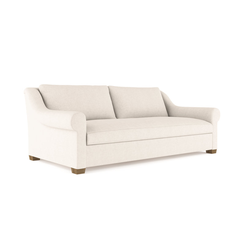 Thompson Rolled Slope-Arm Sofa, 32" H x 84" W x 46" D, Plush Velvet Alabaster, Ebony