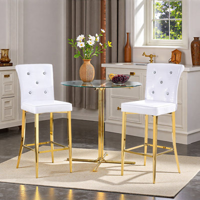 A Set Of 2 Vintage Crocodile Leather Bar Chairs, Featuring Crystal Clasp Design And Synthetic Leather Design, Adding A Touch Of Elegance And Mystery To The Dining Area