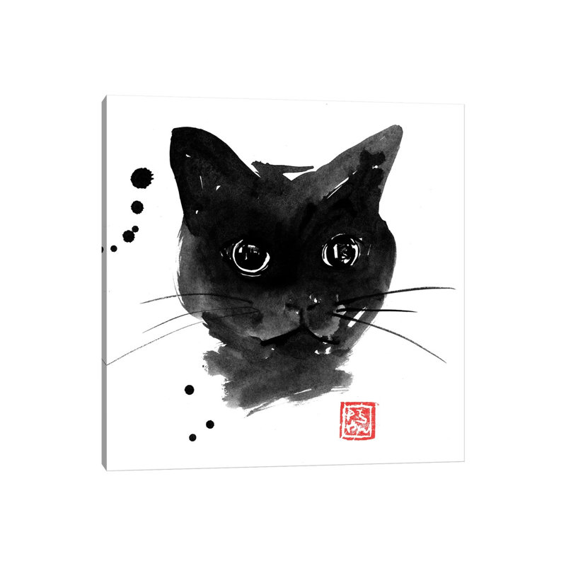 Chat Noir by Péchane - Print on Canvas, 30.48 cm H x 30.48 cm W, Wrapped Canvas