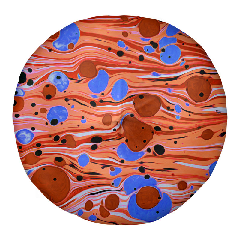 Coussin de plancher tourbillons, 26 po x 26 po, Orange / Bleu