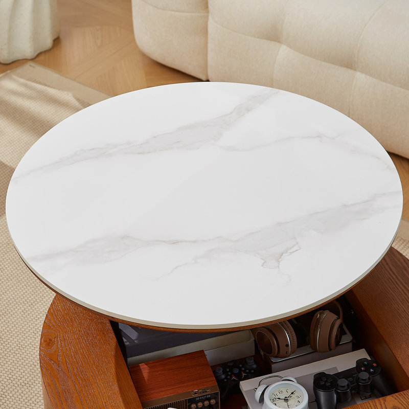 Table basse à plateau relevable avec tabourets gigognes, surface en faux marbre extensible avec rangement dissimulé, pieds en acier inoxydable doré, ensemble de 3 repose-pieds pour le salon