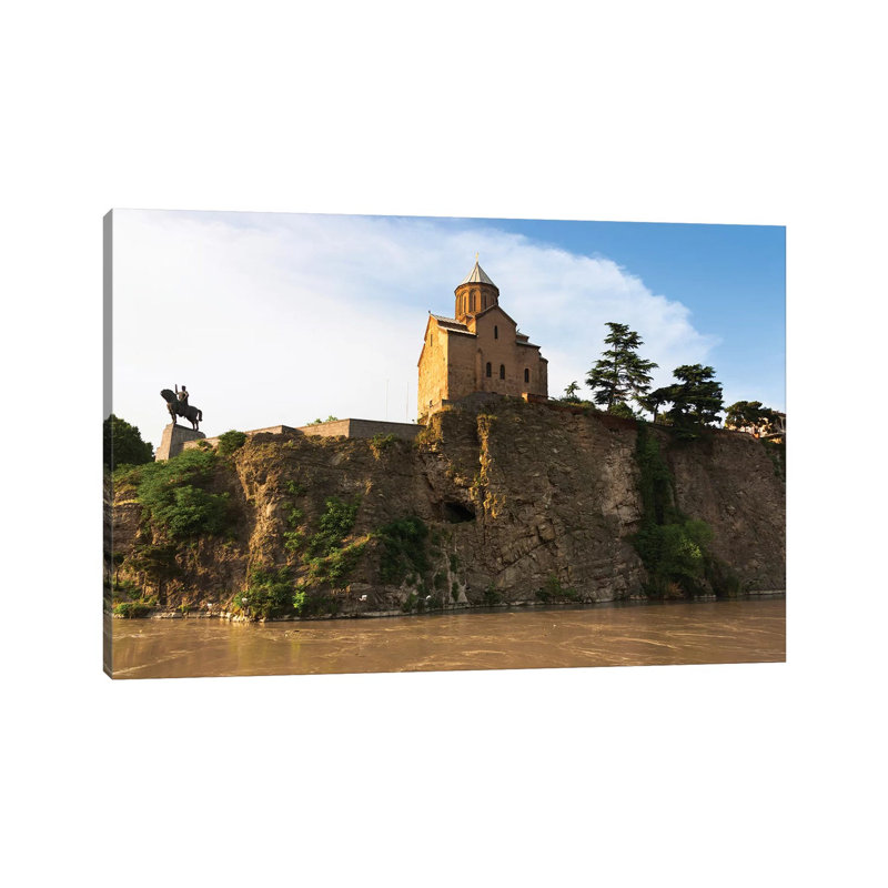Metekhi Church by Mt'k'vari (Kura) River. Tbilisi, Georgia. 1 Piece Wrapped Canvas Wall Art, 66.04 cm H x 45.72 cm W