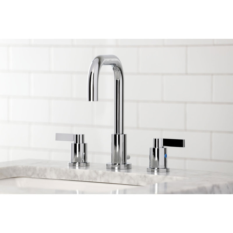 Robinet de salle de bain espacé avec ensemble de drain, Chrome poli