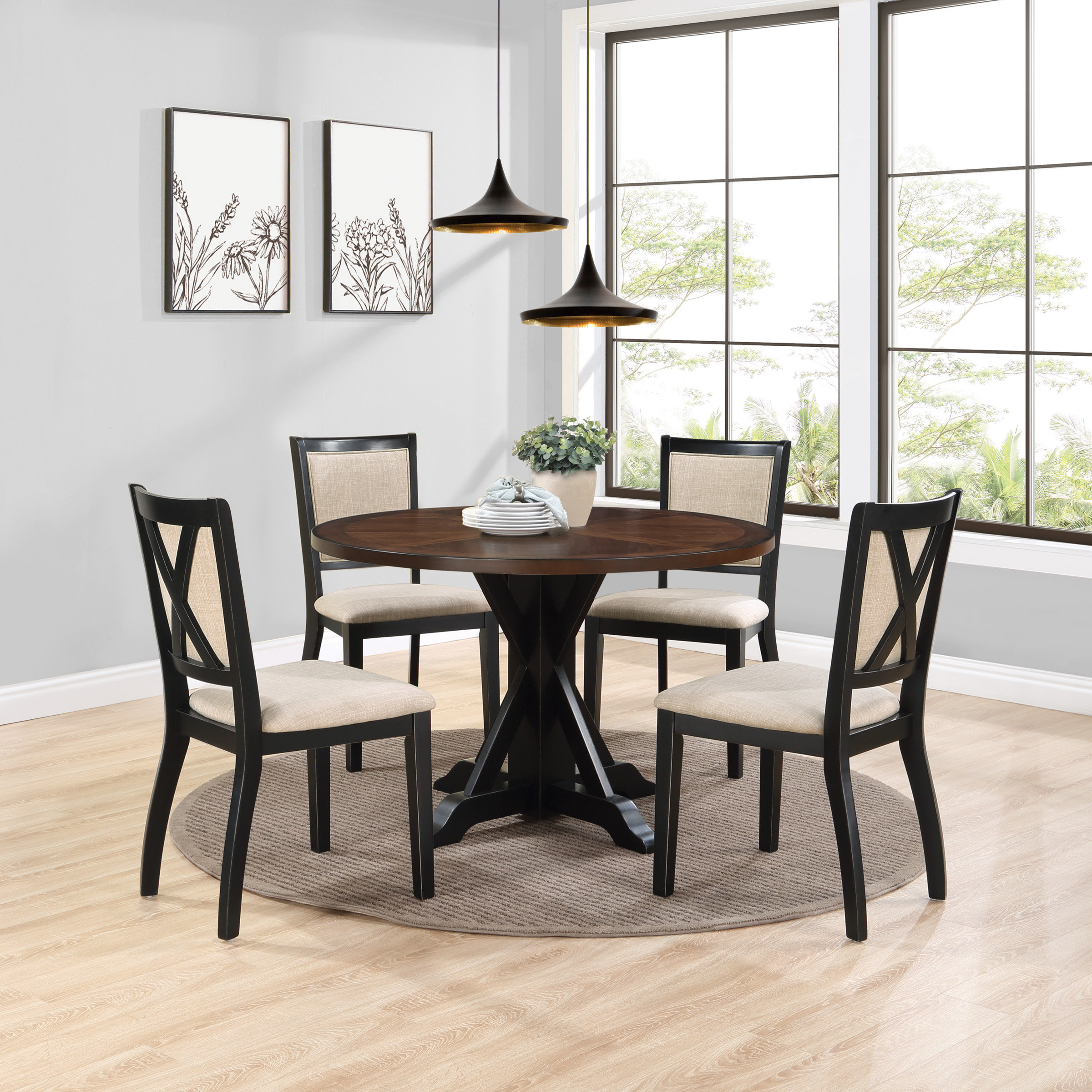 August Grove® Jacqueline 5 - Piece Pedestal Dining Set | Wayfair