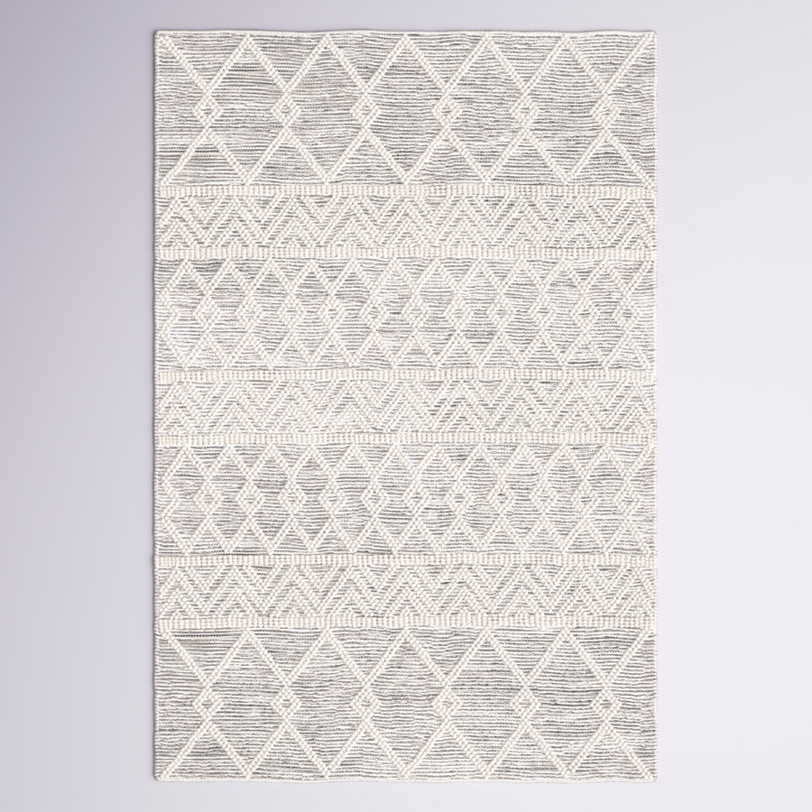 Latrissa Moroccan Flatweave Wool Charcoal/Cream Area Rug
