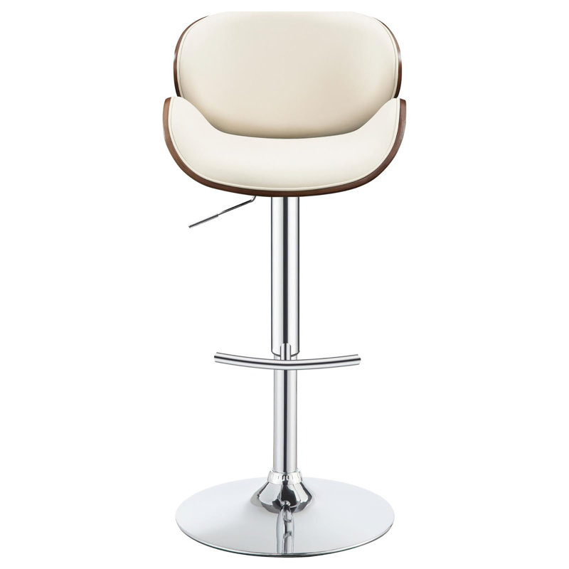 Tabouret de bar réglable écru et chromé avec repose-pieds ergonomique, parfait pour les sièges polyvalents et élégants