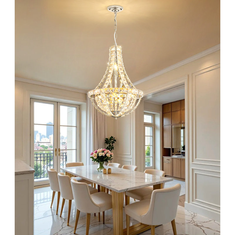 11 - Light Chandelier, 20 pouces, Argent