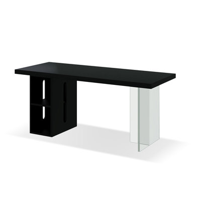 Black Rectangular Solid Wood + Acrylic + Iron desk
