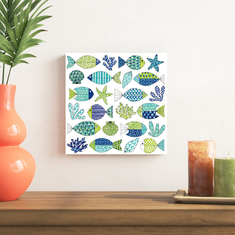 " Fish Tale I " by Nancy Green Painting Print, 12" H x 12" W