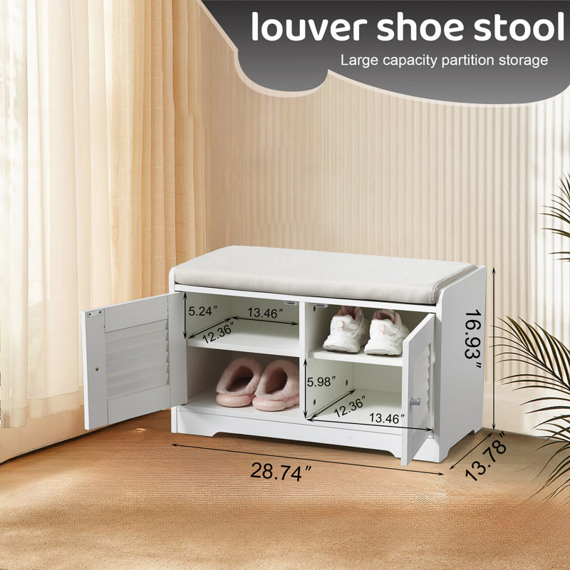 Banc de rangement pour chaussures avec 2 portes
