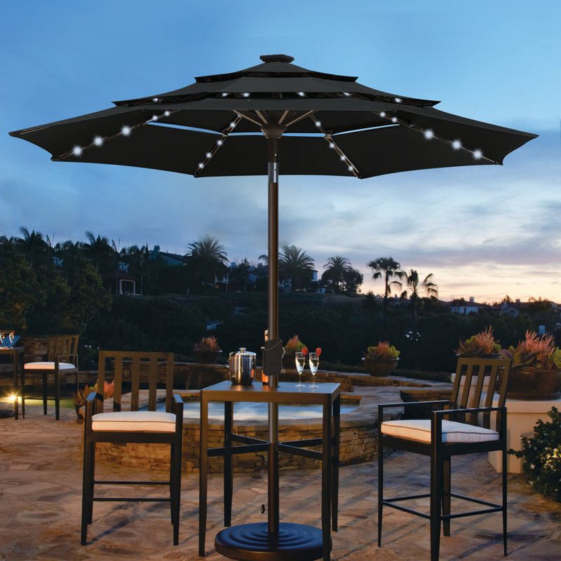 Keensburg 9' Lighted Umbrella, Black