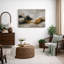 Œuvre abstraite audacieuse neutre avec formes noires et ocre, photos de salon, impression sur toile encadrée-1158263055-1158263054