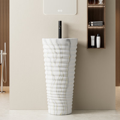 SUPERFLO 15.8'' Vitreous China Circular Bathroom Sink with Overflow