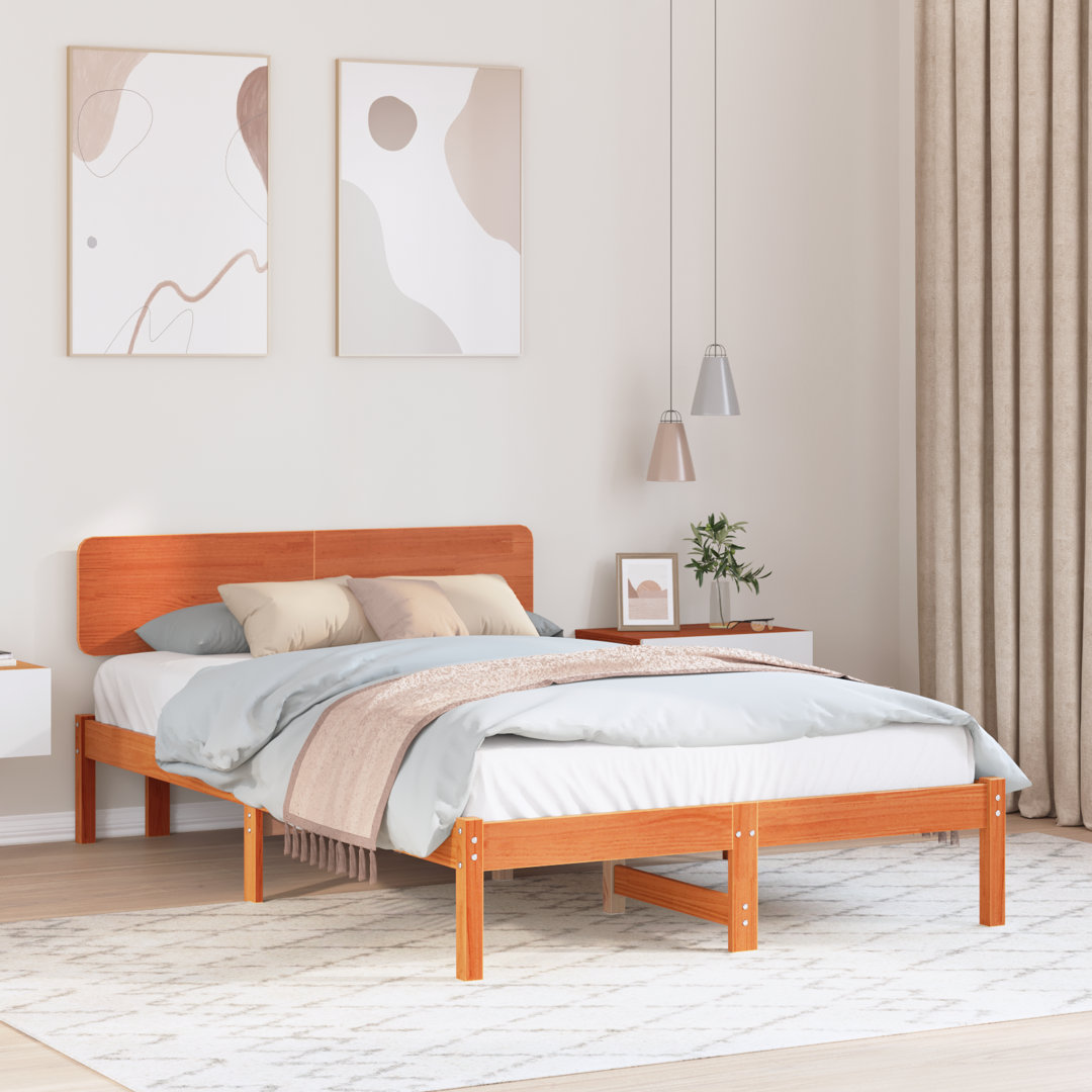 Vidaxl Bed Frame With Headboard Solid Pine Wood