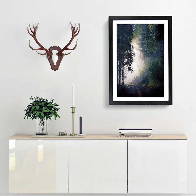 Forest Light - Picture Frame Painting Print, 36cm H x 27cm W x 2cm D, Black Framed