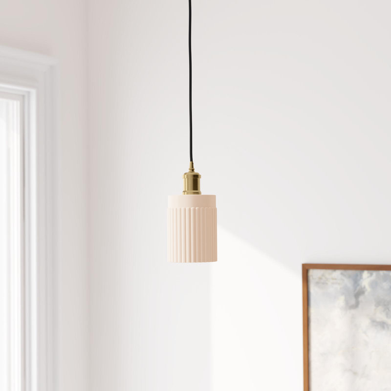 Kamena 1 - Light Single Pendant, Matte White, No Bulb Included, Satin Gold