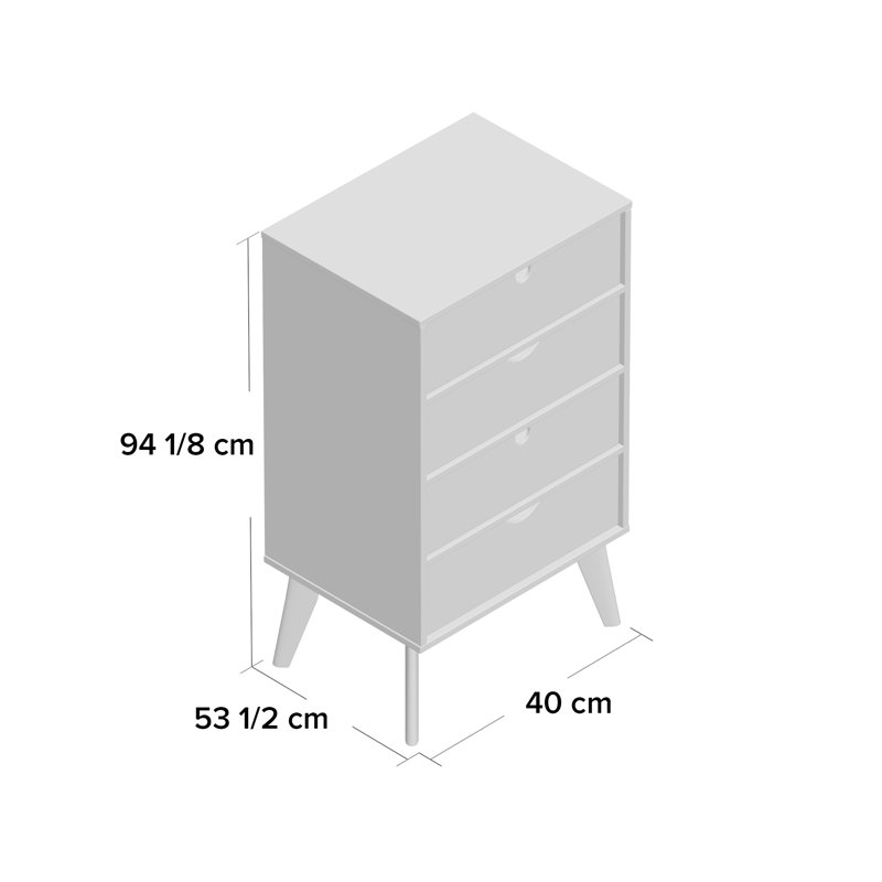 Tuttle Solid Wood 40cm W 4 - Drawer Chest of Drawers