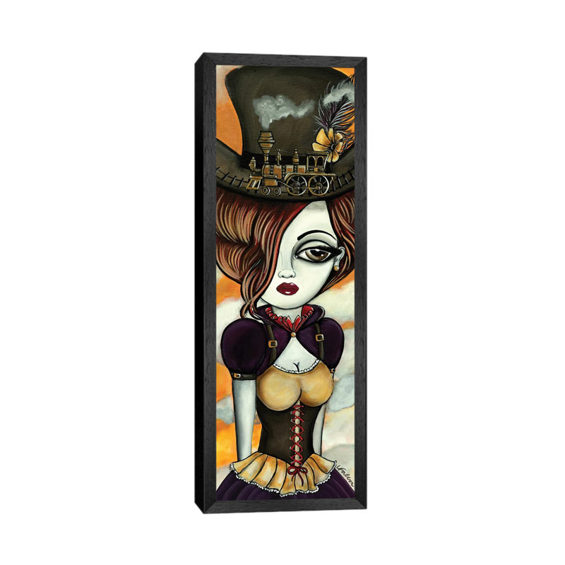 The Conductor by Lizzy Falcon - Panoramic Painting on Canvas, 152.4cm H x 50.8cm W x 3.81cm D, Black Framed