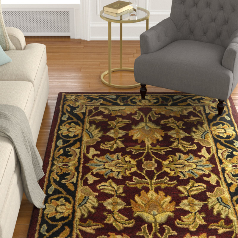 Tapis rouge / noir en laine touffeté à la main Cranmore, Rectangle 7 pi 6 po x 9 pi 6 po