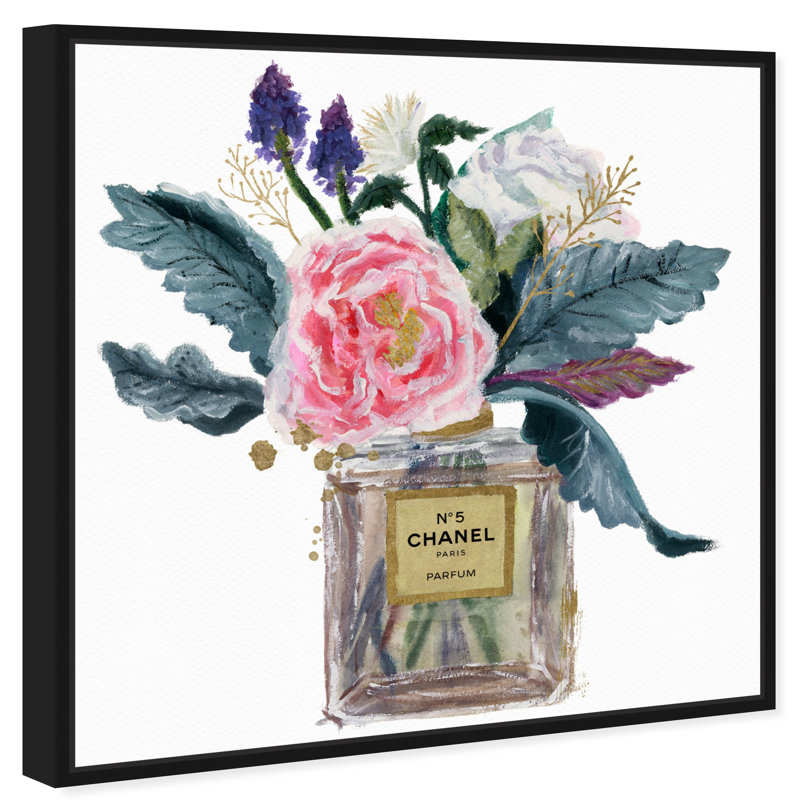" Fashion And Glam Eau De Peony Perfume ", 24" H x 24" W, Black Framed