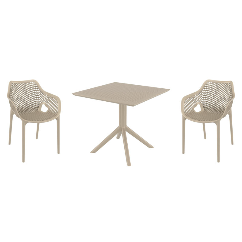 Ensemble de salle à manger de patio pour 2 personnes Farrah, Taupe