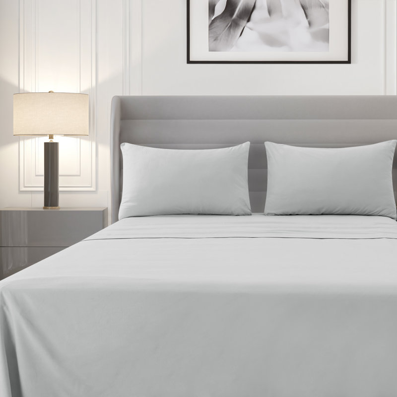 Microfiber Sheet Set, California King, Light Gray