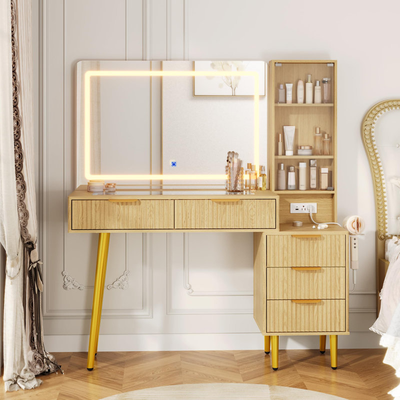 Meuble-lavabo 48 po avec miroir et lumières, Brown